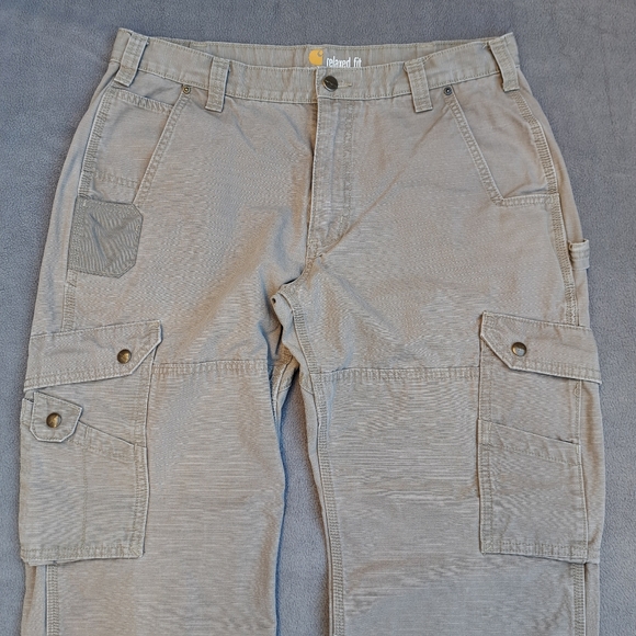 Carhartt double knee tactical steel cargo pants men's size 36W x 30L khaki EUC - Picture 2 of 16